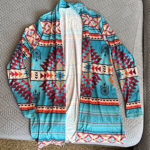 Colorful Geometric Pattern Cardigan